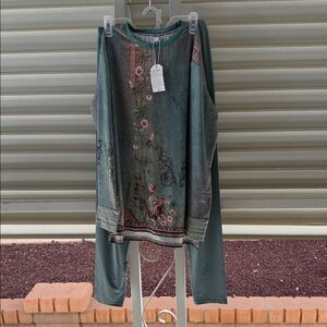 Women's Teal Floral Cold-Shoulder Blouse